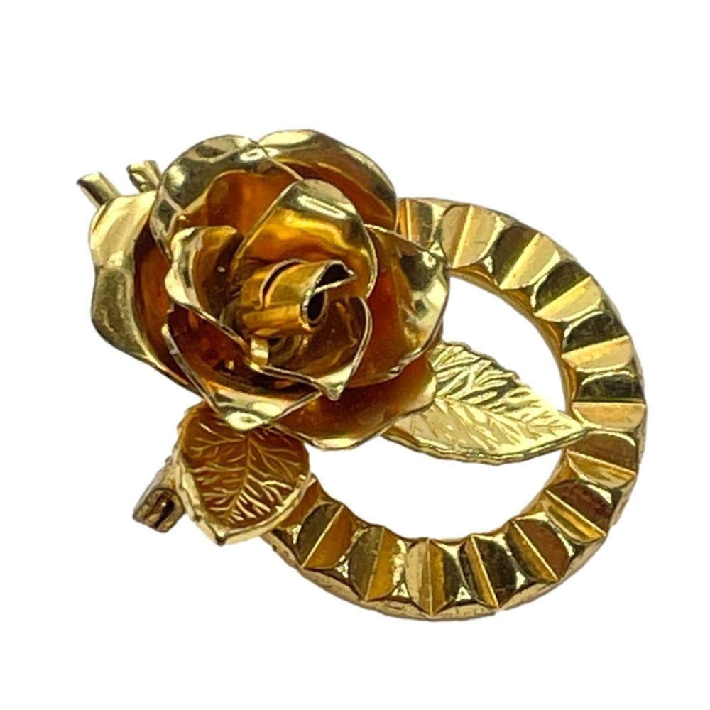 Coro Brooch Gold Tone Rose Circle Brooch With Tiny Religious Medallionl
